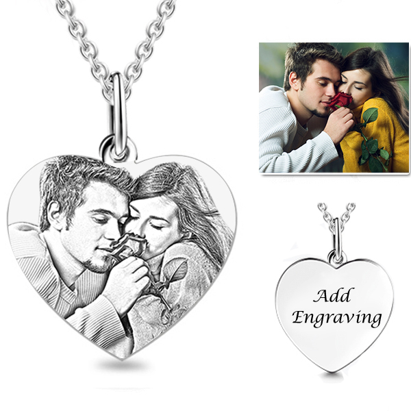 Personalized Photo Necklace Heart