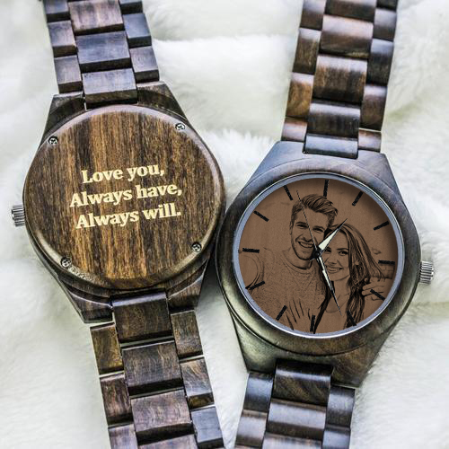 Personalized Photo Ebony All wooden watch