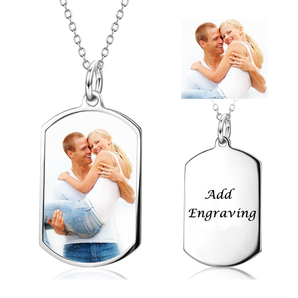 Full Color - Photo Necklace Sterling Silver Rectangle