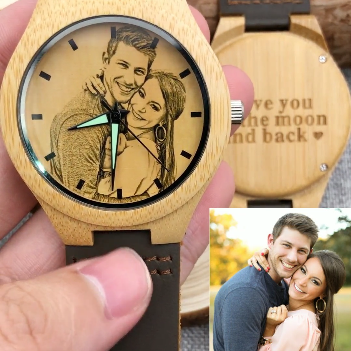 Personalized Photo Bamboo Wooden Watch