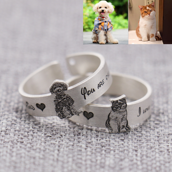 Personalized Photo Engraved Ring Sterling Silver