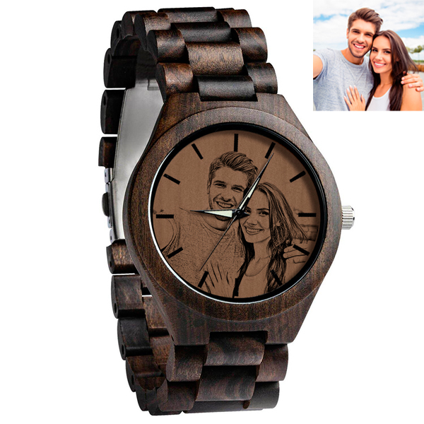 Personalized Photo Ebony All wooden watch