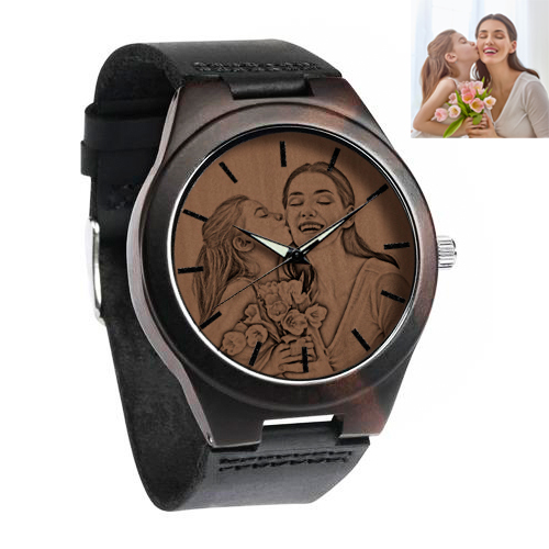 Personalized Photo Ebony wooden watch